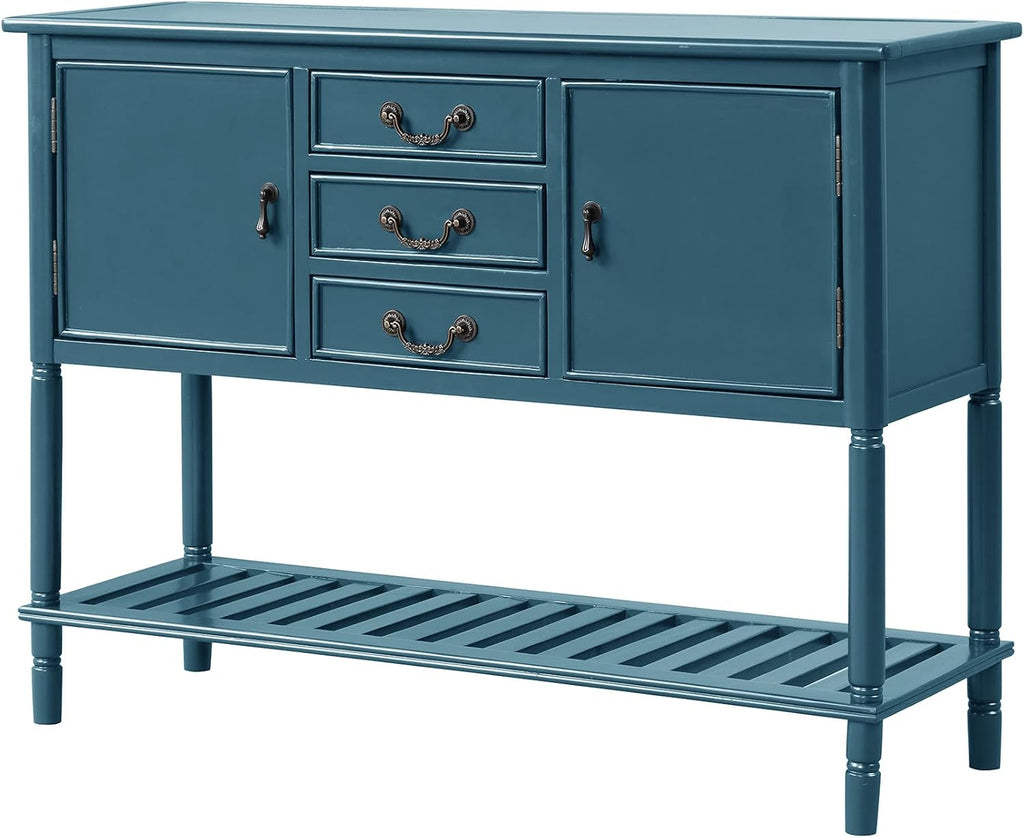 Solid Wood Console Table with 3 Drawers, 2 Cabinet and 1 Shelf O6774