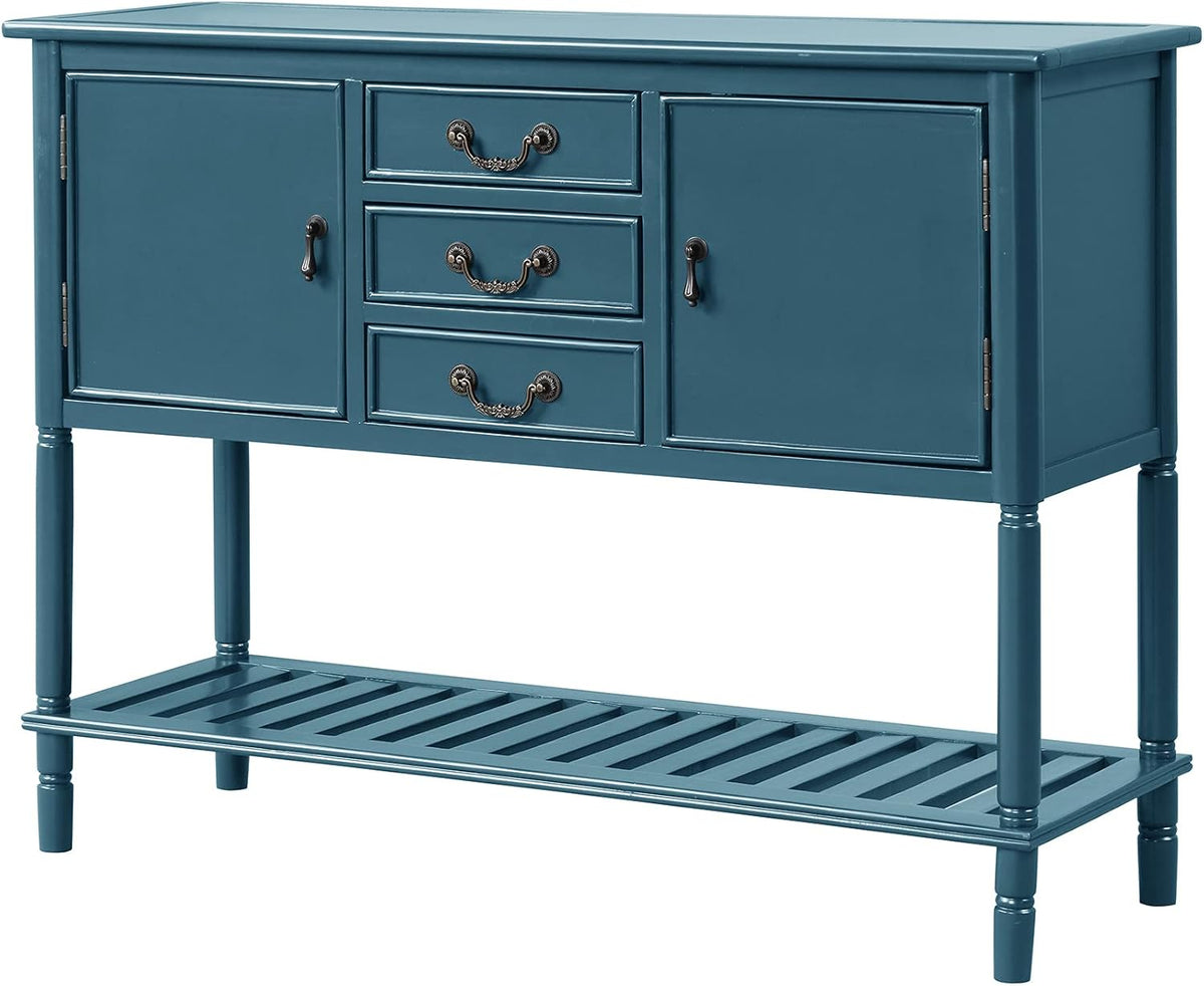 Solid Wood Console Table with 3 Drawers, 2 Cabinet and 1 Shelf O6774