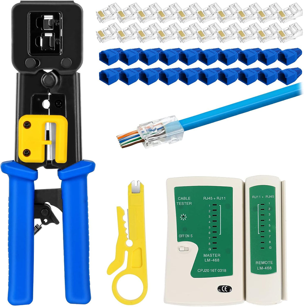RJ45 Crimp Tool Kit with Connectors and Cutter E211531