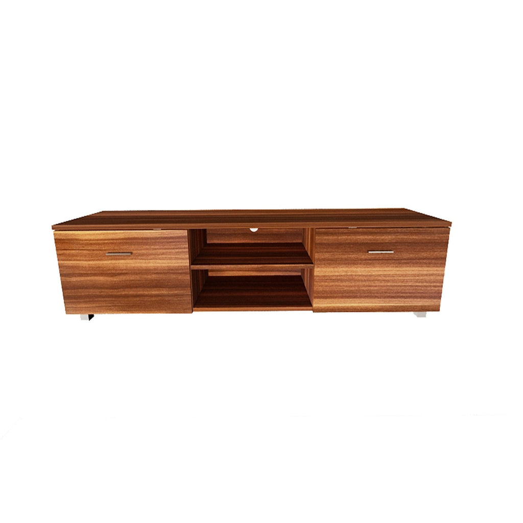 Black TV Stand with Storage Cabinet and Open Shelves T9121