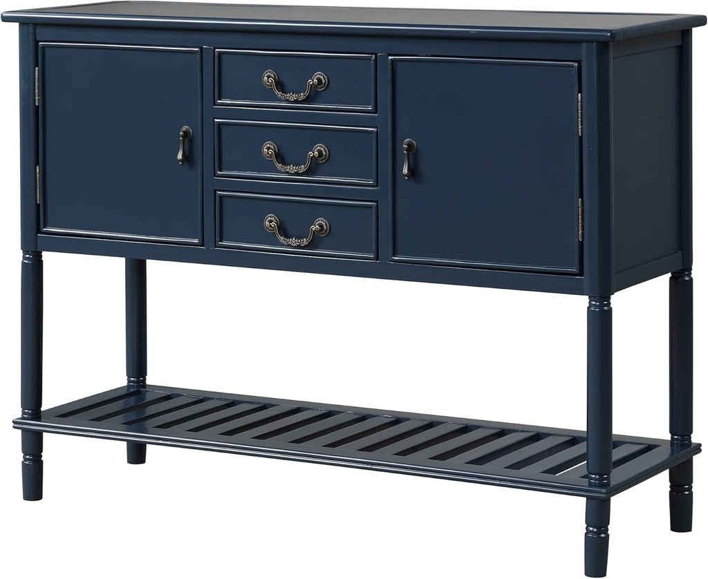 Solid Wood Console Table with 3 Drawers, 2 Cabinet and 1 Shelf U3327