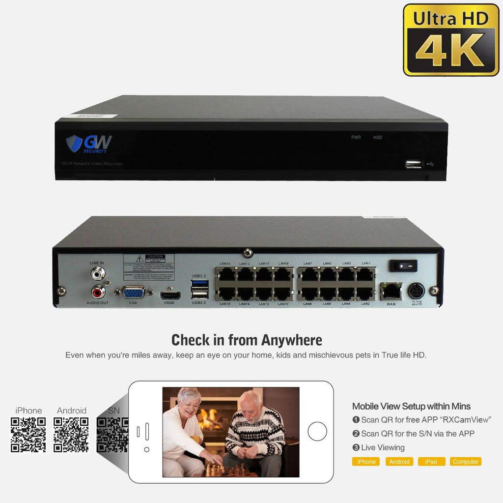 16 Channel 4K PoE IP Security Camera System with 8 Dome Cameras Y1356