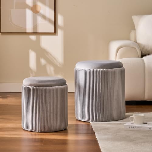 Set of 2 Upholstered Velvet Ottoman with Storage X8926