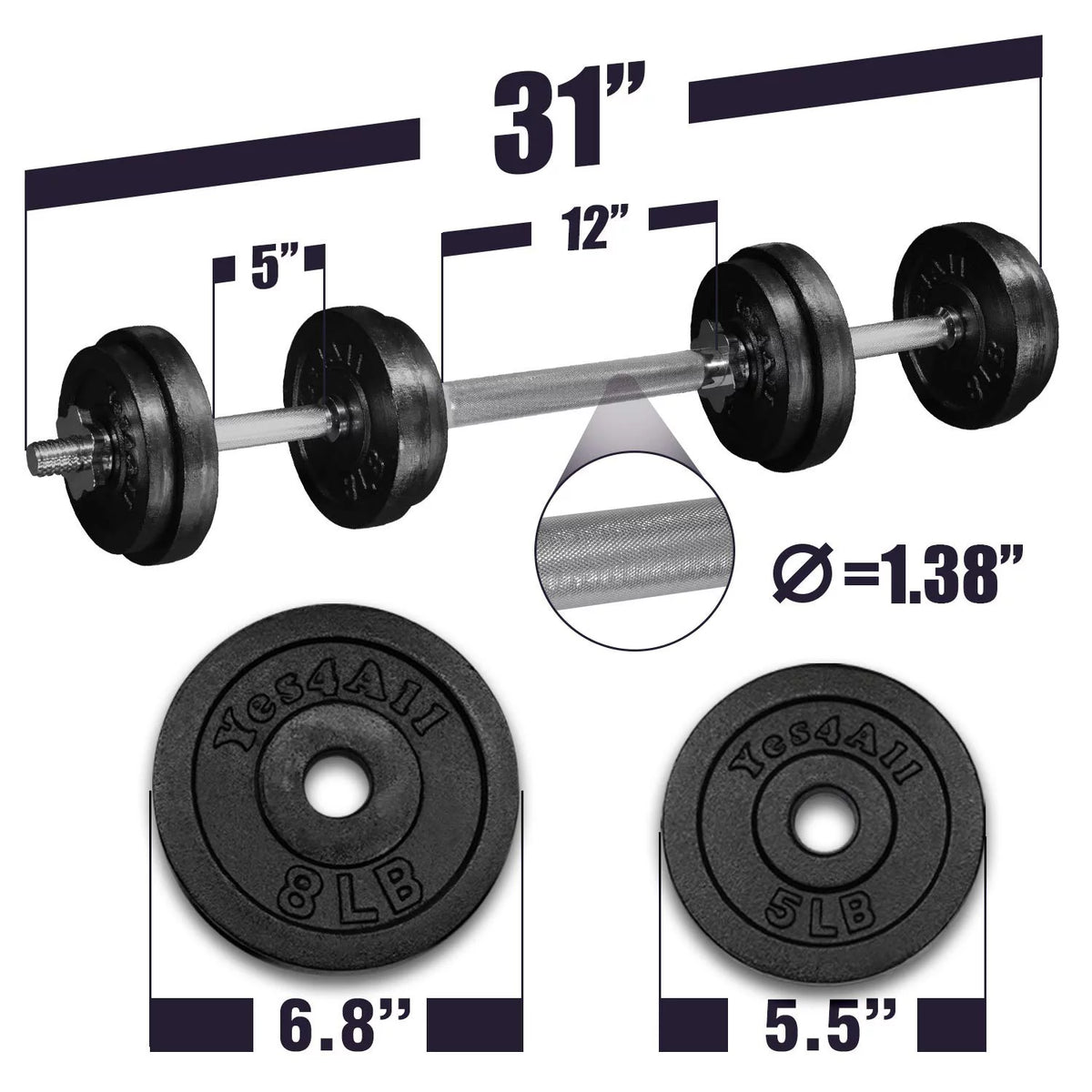 Adjustable 60lbs Dumbbell with Connector P637719