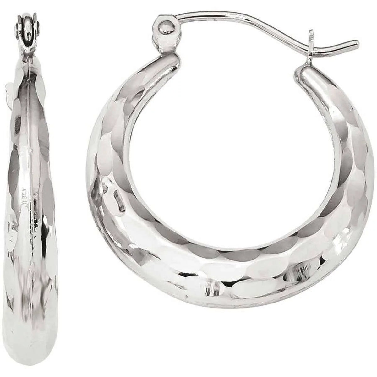10 Karat White Gold Hoop Earrings N322596