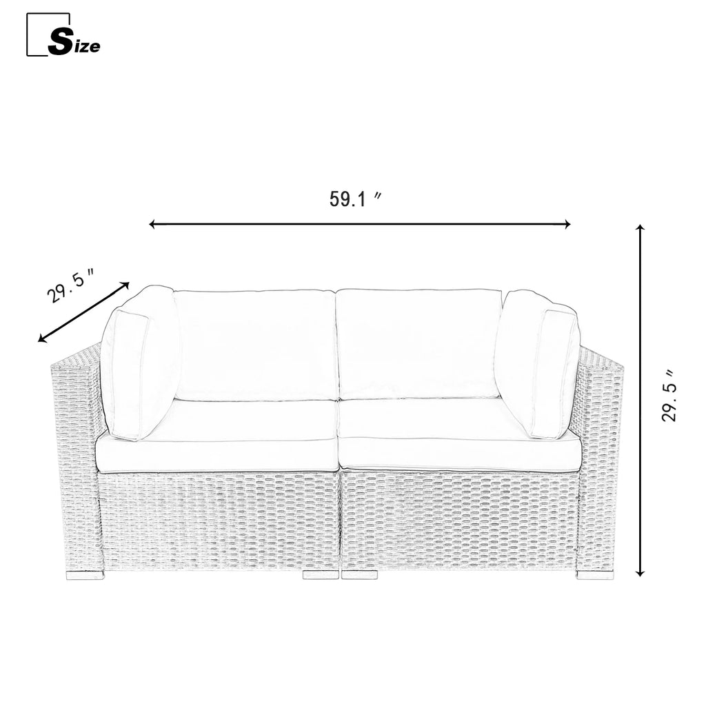Red 2-Piece Rattan Outdoor Sofa Set Q83885