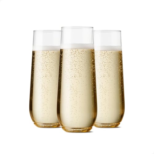 9oz Crystal Clear Plastic Champagne Glasses, 12 Count B74739