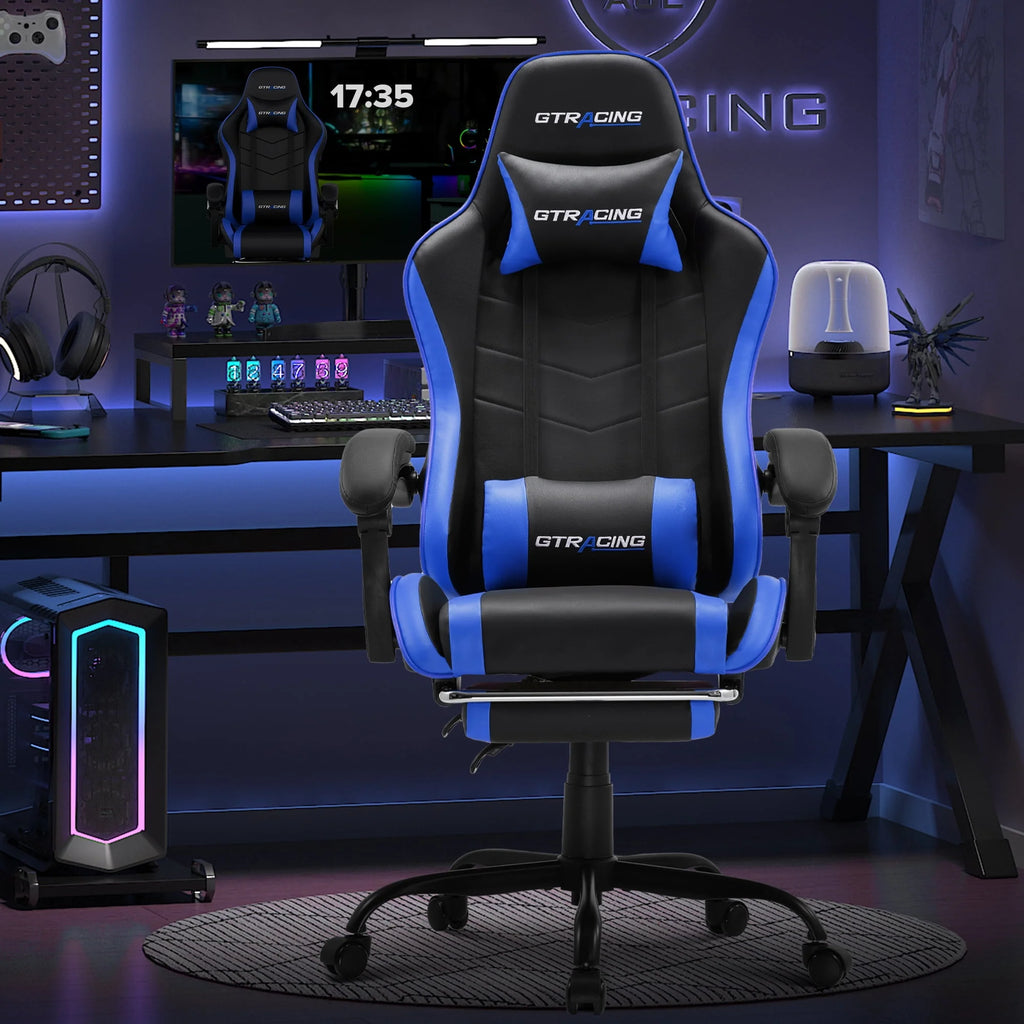 White Gaming Chair with Footrest S282
