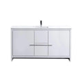 60 in. High Gloss White Bathroom Vanity with White Quartz Counter Top X373517