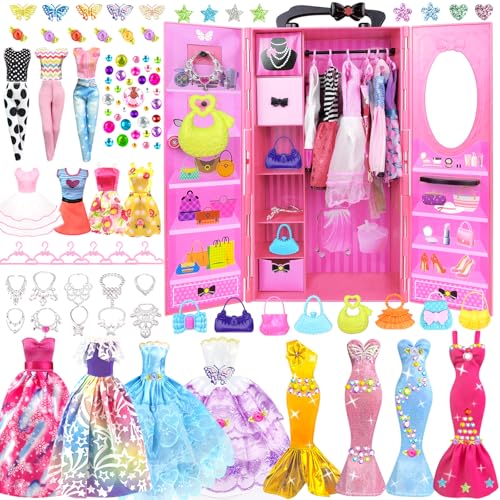 75PCS Doll Clothes and Accessories with Closet for 11.5 Inch Doll X3063
