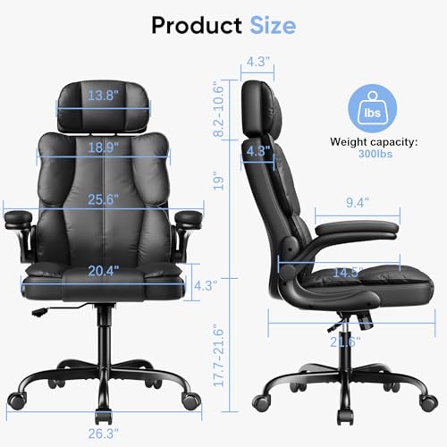 Black Leather Executive Office Chair with Lumbar Support M622
