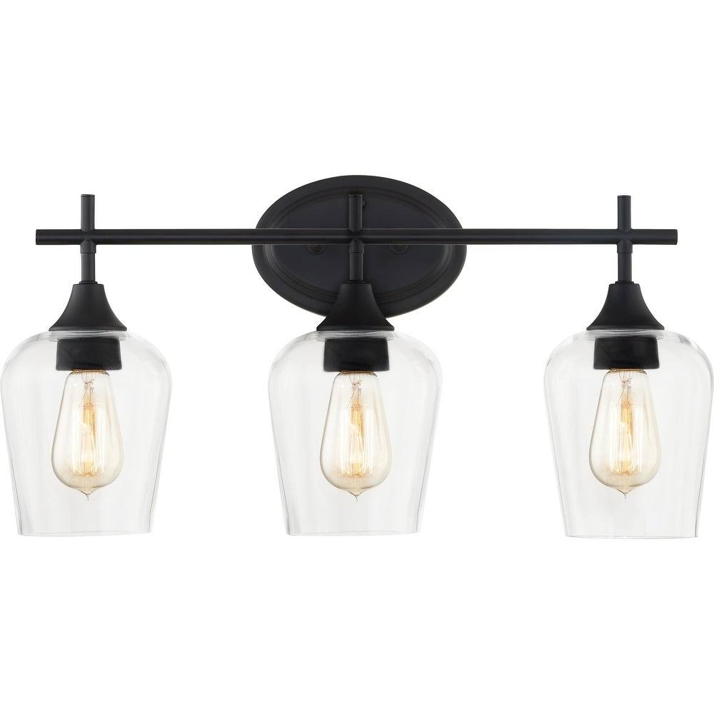 3-Light Matte Black Vanity Light W693
