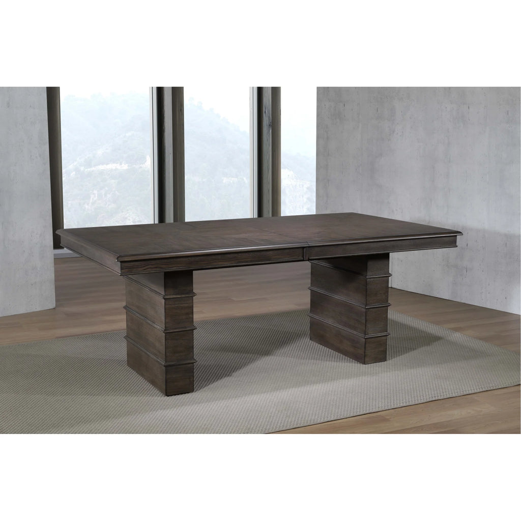96" Rectangular Extendable Brown Solid Wood Dining Table O21503