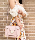 Powder Blush Leather Satchel Handbag J553