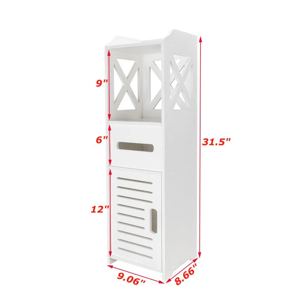 White Wooden Bathroom Cabinet Y9195
