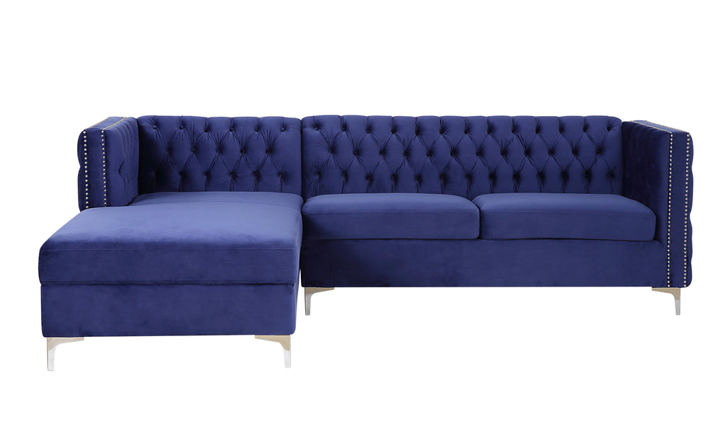 Navy Blue Velvet Sectional Sofa M286304
