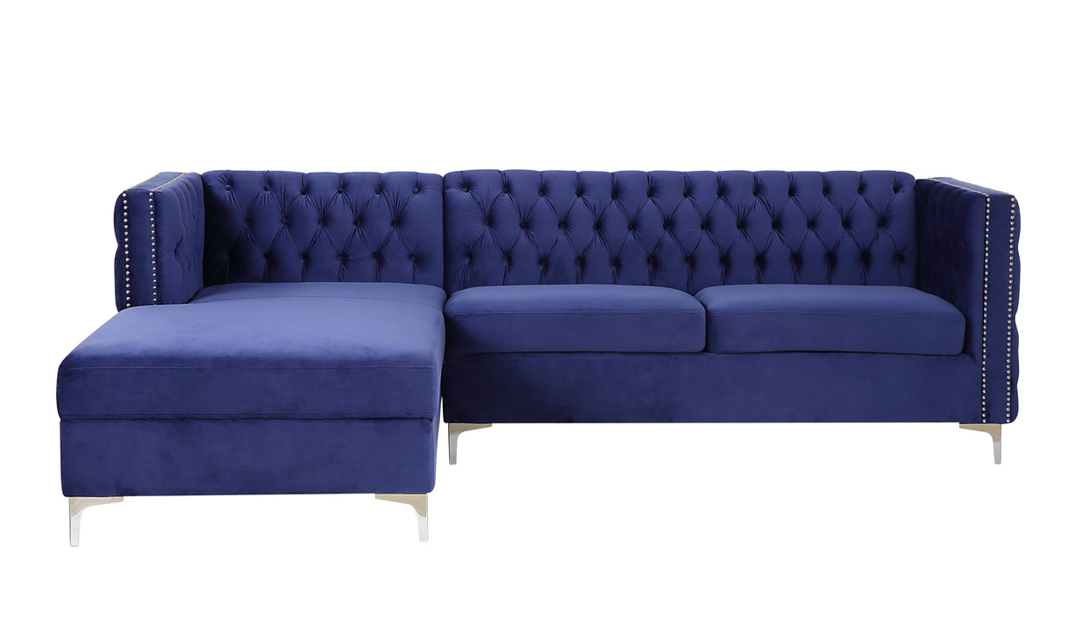 Navy Blue Velvet Sectional Sofa M286304