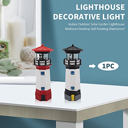 Solar Rotating LED Lighthouse Light Waterproof Statue Q147