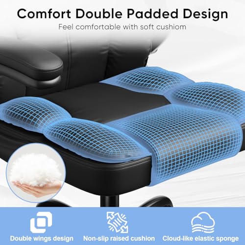 Black Leather Executive Office Chair with Lumbar Support M622