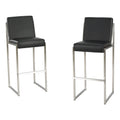 Black Leather Barstool Set of 2 V4908