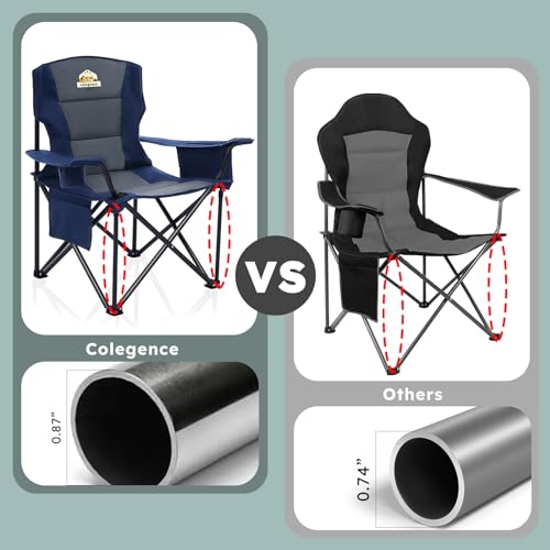 Oversized 2 Pack Heavy Duty Folding Camp Chair with Carry Bag, Cooler, Cup Holder Black M8645