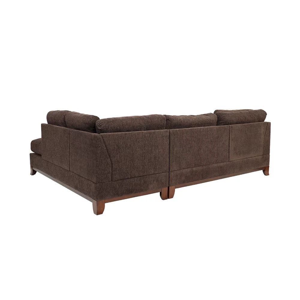Dark Coffee Chenille Reversible Sectional Sofa W9852