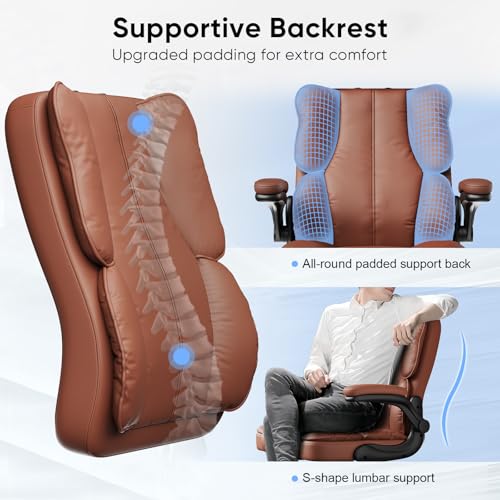 Black Leather Executive Office Chair with Lumbar Support M622