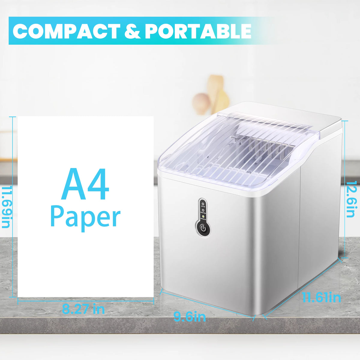 Portable Countertop Ice Maker with Basket & Ice Scoop J9488