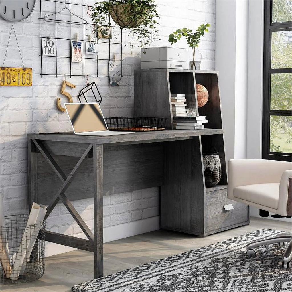 Contemporary Distressed Gray Wood Desk M890