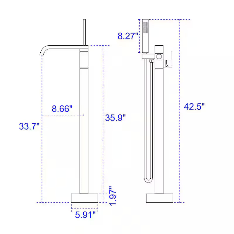 Freestanding Single Handle Bath Tub Filler Faucet with Handheld Shower in Brushed Gold S430555