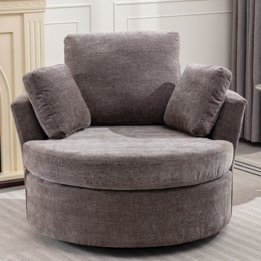 Oversized Round Swivel Accent Chair with 3 Pillows C590534