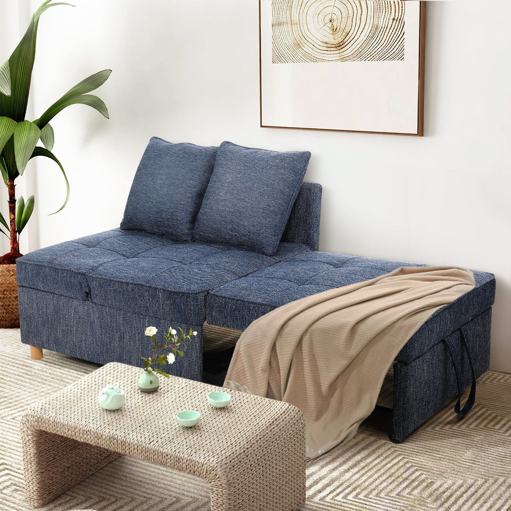 Blue 4 in 1 Convertible Sleeper Chair with 2 Pillows I235