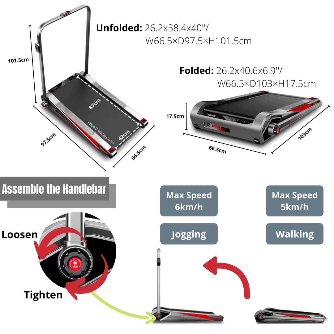 Motorized Folding Walking Treadmill with Handrails I3136