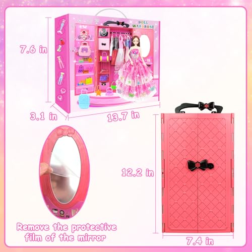 75PCS Doll Clothes and Accessories with Closet for 11.5 Inch Doll X3063