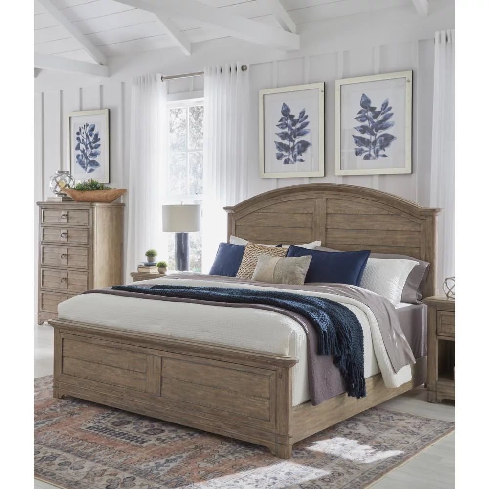 Beige Wood Queen Arched Panel Bed Z192625