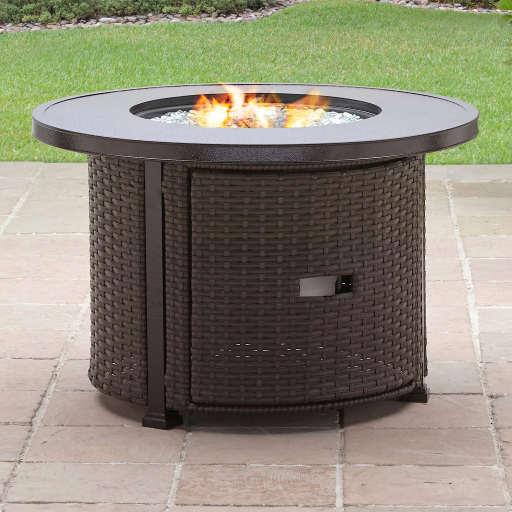 Round 50,000 BTU Propane Gas Fire Pit Table with Glass Beads R122
