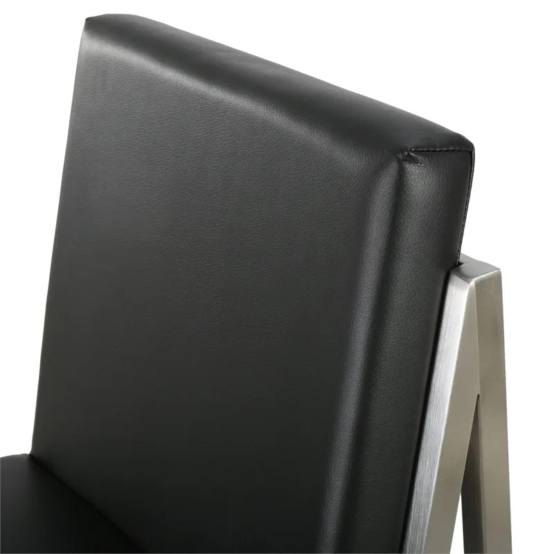 Black Leather Barstool Set of 2 V4908