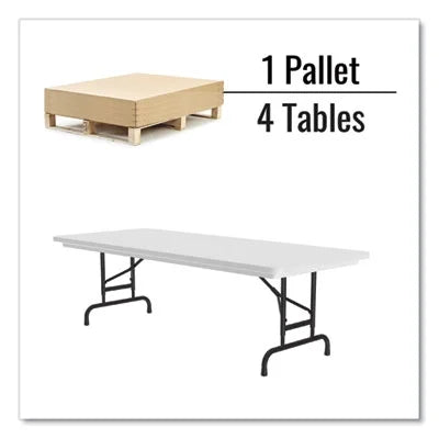 Adjustable Folding Tables, Rectangular, 60" x 30" x 22" to 32", Gray Top, Black Legs F7466