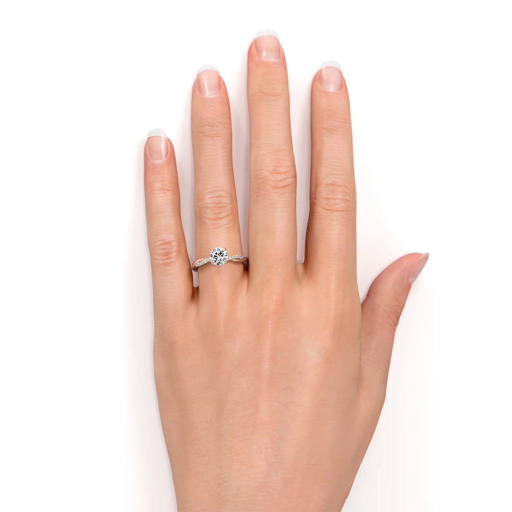 1 Carat Round Cut Moissanite Engagement Ring O348746