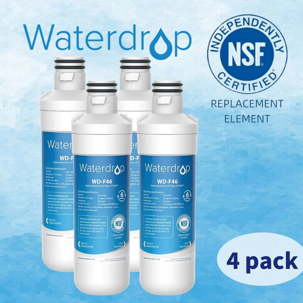 Refrigerator Water Filter, Pack of 4 N231