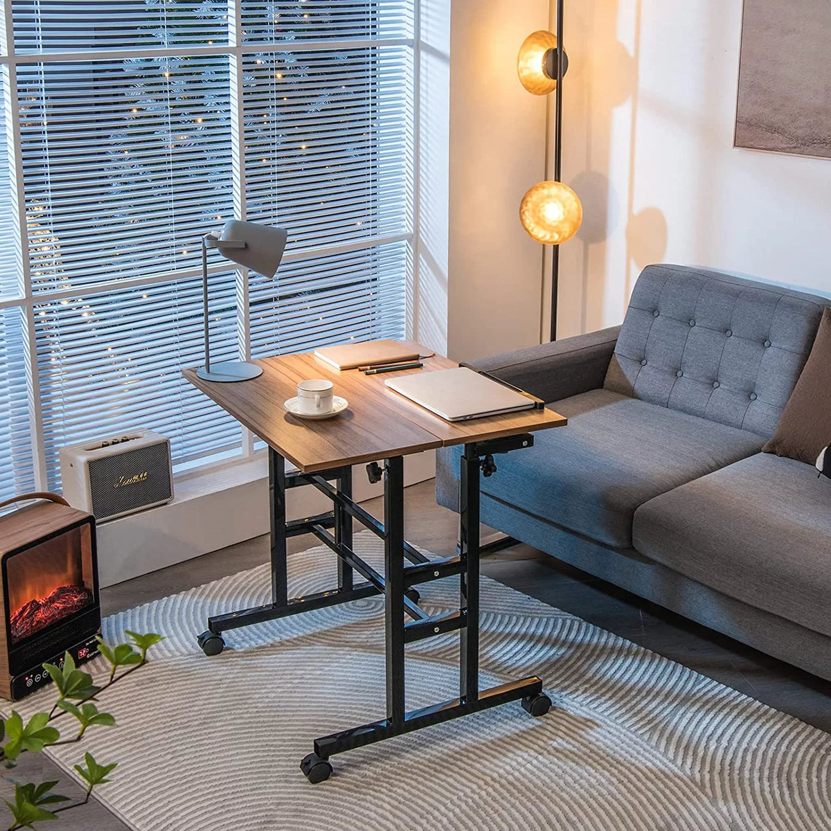 Mobile Standing Desk with Tilting Tabletop & Wheels J3171