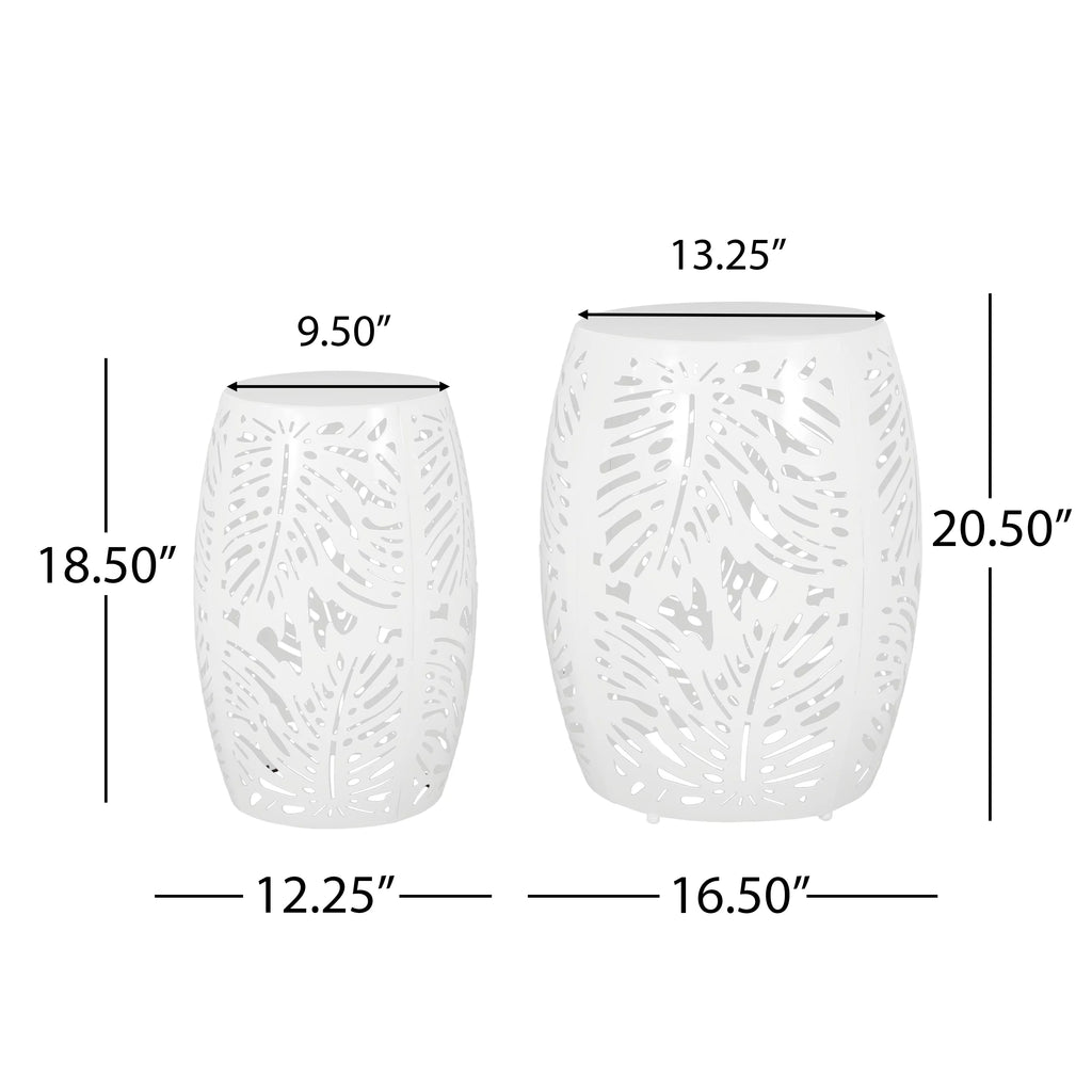 White Metal Side Tables, Set of 2 O3569