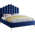 Velvet Upholstered Platform Bed with Gold Steel Legs and Tufted Headboard R78842