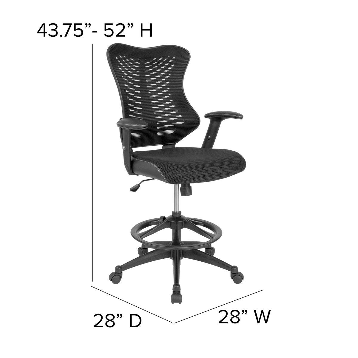 High Back Mesh Drafting Chair with Adjustable Arms P70120