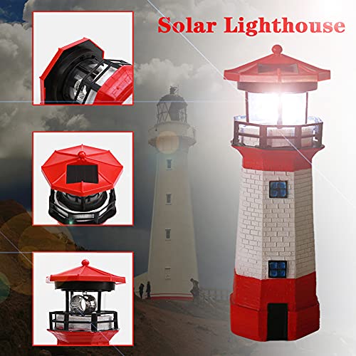 Solar Rotating LED Lighthouse Light Waterproof Statue Q147