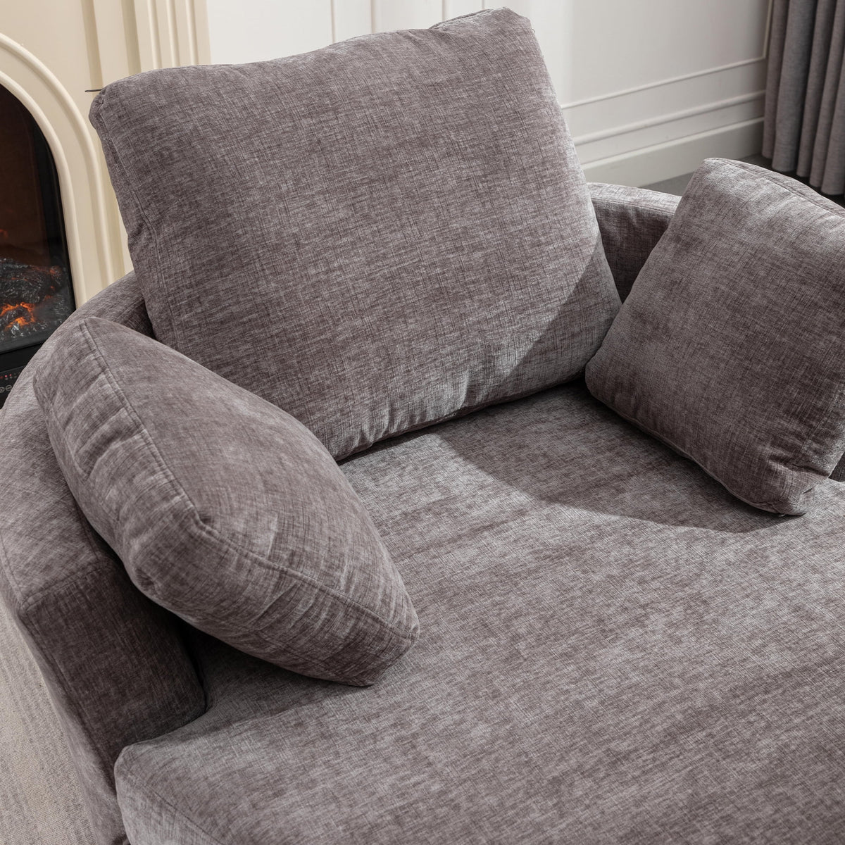 Oversized Round Swivel Accent Chair with 3 Pillows C590534
