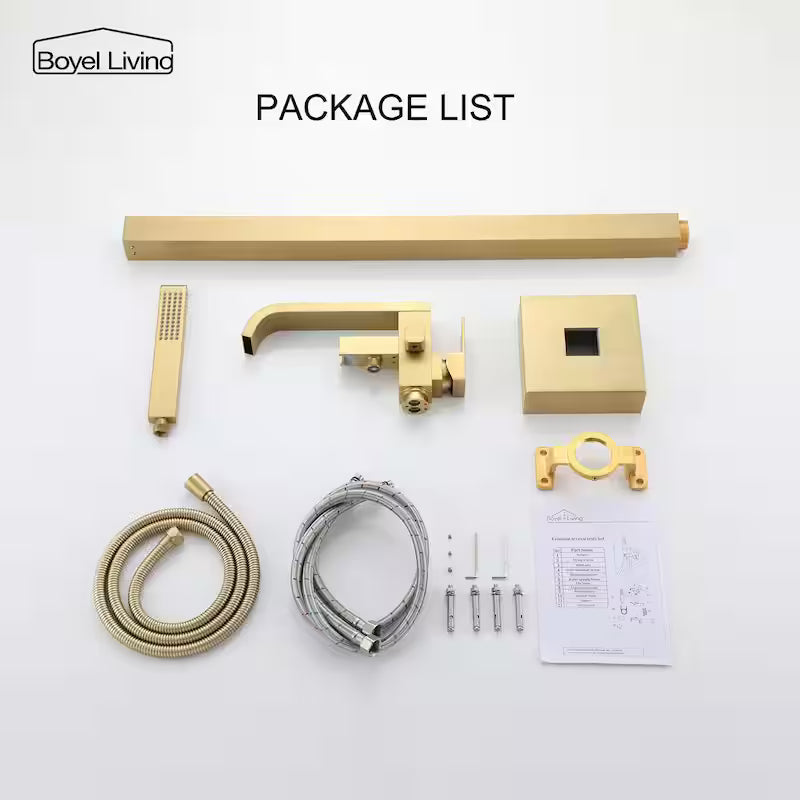 Freestanding Single Handle Bath Tub Filler Faucet with Handheld Shower in Brushed Gold S430555