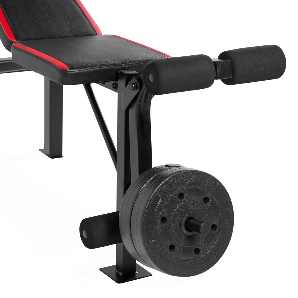 Adjustable Weight Bench with Rack and 90 lb Vinyl Weight Set P5596