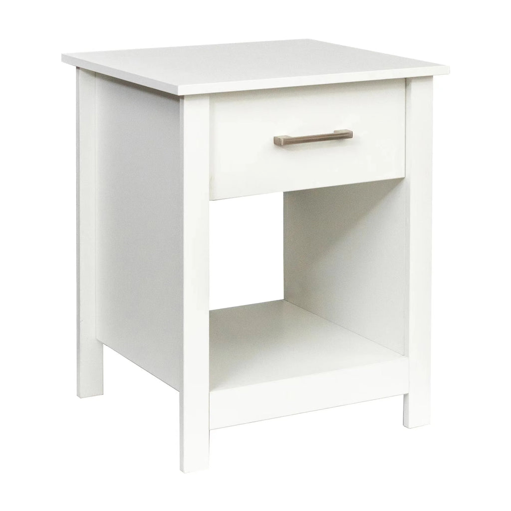 White Wooden Nightstand with Drawer K138183