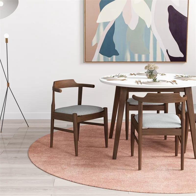 White Solid Wood Dining Table and Chairs for 4 R75844